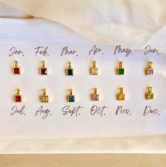 Gold Birthstone Pendant Necklace - Personalized by Month
